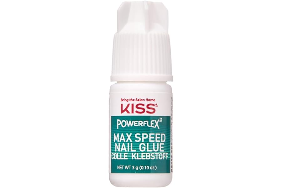 KISS PowerFlex Maximum Speed Nail Glue – Fast Drying Adhesive for Glue-On Nails & Repairs with Nozzle Tip Applicator, Ideal for Tips & Wraps, Net Wt. 0.10 oz (3g)