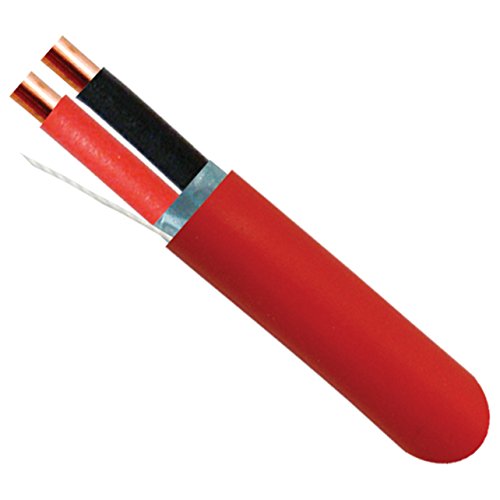 Vertical Cable Fire Alarm Cable, 16 AWG, 2 Conductor, Solid, Shielded, FPLR (Riser), 1000ft Spool, Red - Made in USA