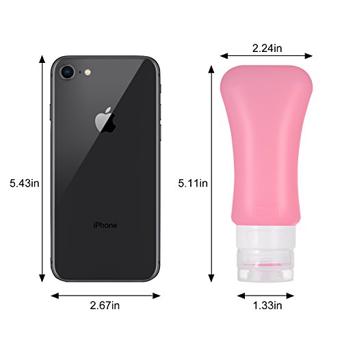 Ameauty Travel Bottles Set for Liquids- Squeezable Leakproof Bottles Protable Silicone Travel Containers - For Shampoo, Conditioner, Lotion, Toiletries - 3 OZ, Pack of 4