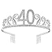 BABEYOND Crystal Rhinestone Tiara Princess Crown Birthday Crowns Silver Diamante Happy 18/20/21/30/40/50/60th Birthday (Silver-40th)