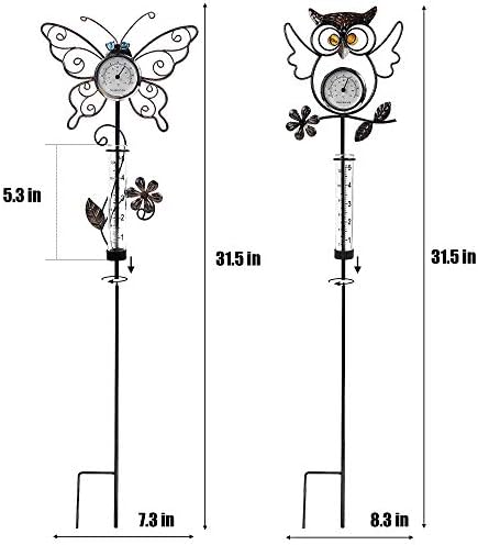 Rain gauge thermometer with butterfly design, priced at $19.99 as of August 9, 2023.