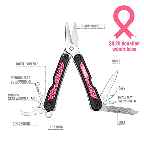 WORKPRO Pink Utility Knife & Multi Tool Set, Folding Box Cutter, Quick Change Blade, 8 in 1 Multi Function Scissor- Portable Pocket Tools for Outdoors, Camping, Fishing, Hiking