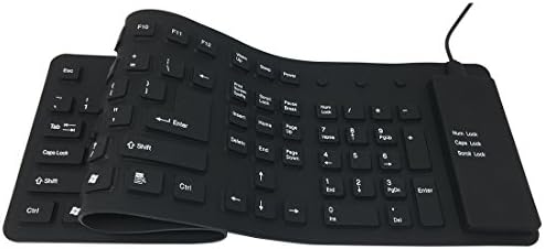 YooZoo Foldable Silicone Keyboard Soft Waterproof Full-size Compatible for Pc Laptop (full-black)