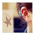 Cafurty 2 Pack Women Girls Fashion Personality Crystal Starfish Ear Clip Cuff Earring New - 1 Pair