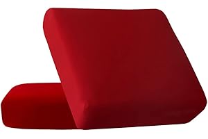 HOOBUY Waterproof Couch Cushion Cover 2Pieces Stretch Sofa Slipcovers Furniture Protector with Elastic Suitable for Loveseat,2 Seater Sofa (2, Red)