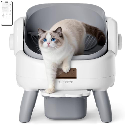 Thereye Self-Cleaning Automatic Cat Litter, 10 L, 11 Anti-Pinch Sensors, WiFi 2.4GHz App, Triple Anti-Odour, Access On, Silent <35dB