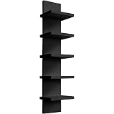 YEXEXINM 5 Tier Wall Shelf Unit - Narrow Smooth Laminate Finish - Vertical Column Wall Decor Mount Floating Storage Home Decor Organizer Tall Tower Utility Shelf for Bedrooms, Living Rooms(Black)