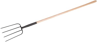 Silverline GT20 Muck Fork Long Handle 1500mm Black Wood Forged Steel 4 Prong