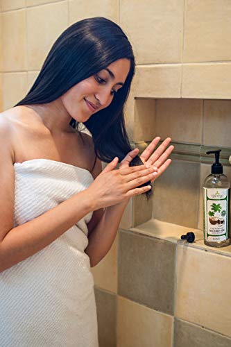 Fractionated Coconut Carrier Oil - Beauty in a Bottle - 100% Pure and Natural Therapeutic Grade - 16 oz with Premium Pump - Perfect for Aromatherapy, Massage, Hair and Skin Care by Essential Oil Labs