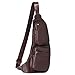Leathario Men's Leather Retro Chest Sling bag Crossbody Shoulder Bag Multipurpose Backpack Deep Brown