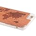 Ucolor iPhone 6 6s Wooden Case World Map Natural Wood Carving Engraved Ultra Slim Hard Custom Cover for iPhone 6S 6 Bamboo Clear with [Slim Tempered Glass Screen Protector] (World Map)