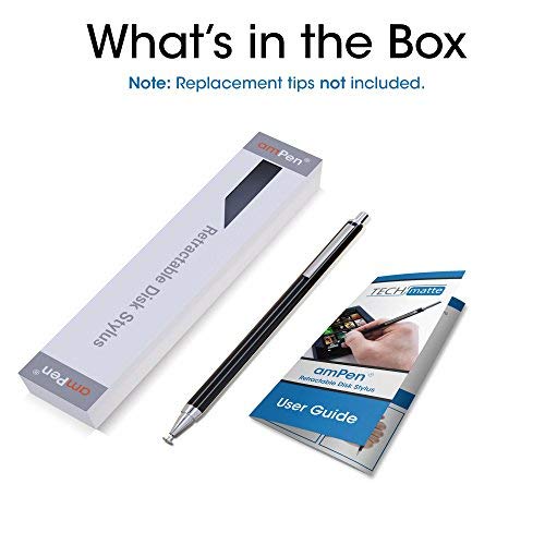amPen Fine Point Disc Stylus-Retractable Precision Stylus Pen for Touchscreens (Black) - Thumbnail 5
