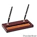 Dacasso Black Leather Double Pen Stand with silver trim