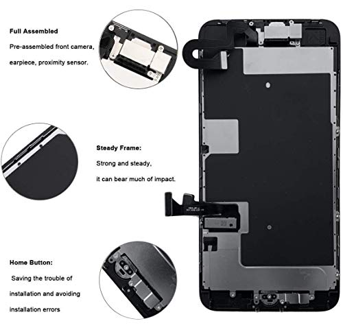Compatible with iPhone 8 Screen Replacement, LCD Display 3D Touch Screen Digitizer Full Assembly with Proximity Sensor, Ear Speaker and Front Camera (Screen Replacement for iPhone 8 Black)