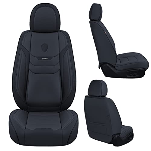 Coverado Universal Leather Seat Covers Full Set - 5 Seats, Gray, Waterproof Leatherette For Cars & SUVs 1 thumbnail image