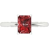 Clara Pucci 14K Solid White Gold 1.75 ctw Garnet Solitaire Ring for Women | Anniversary, Birthday Gift | 7.5x5.5mm Radiant Cut