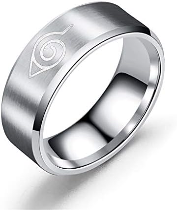 JINGJING Naruto Ring Anime Stainless steel Titanium steel Ring Men's ring Accessories Jewelry,Silver,No.9