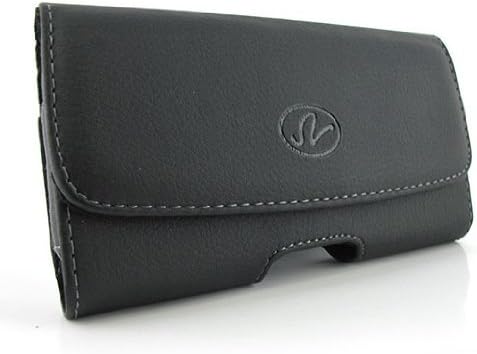 Black Carrying Cell Phone Leather Case Belt Clip Holster Pouch For BlackBerry Classic BlackBerry Q20 ( fits phone with Mophie Juice Pack or Extended Battery on it)