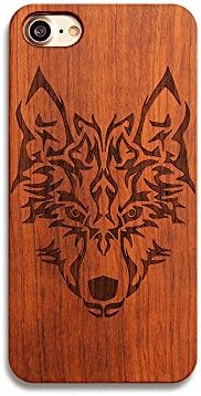 NAMEO iPhone 7 Plus Wood Case, Super Slim Natural Wood Back Hard Case with PC Cover for Apple iPhone 7 Plus (Dragon)