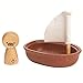 PlanToys Sailing Boat with Walrus Bath Toy (5715) | Sustainably Made from Rubberwood and Non-Toxic Paints and Dyes | Eco-Friendly PlanWood