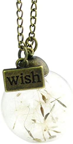 OVERMAL Womens Real Natural Flowers Glass Pendant Silver Necklace
