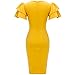 Bodycon4U Women's Ruffle Sleeve Round Neck Bodycon Club Party Cocktail Evening Wedding Pencil Midi Dress Yellow L