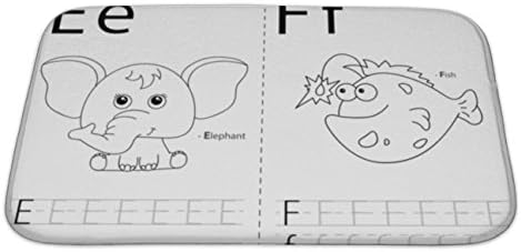 Gear New Bath Mat for Bathroom, Memory Foam Non Slip, Cartoon Elephant and Fish Alphabet Tracing Worksheet Writing Az and Educational, 34x21, 5259364GN