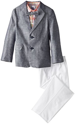 Nautica Little Boys' Linen Cotton Solid Twill Duo Set, Navy,7