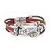 FAIRY COUPLE Tibetan Hand Crafted Blue Coral Stone Leather Bracelet -19cm- L15