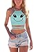 Grace's Secret Women's Cartoon Alien Eyes Short Crisscross Lace Up Cropped Halter Top, One Size