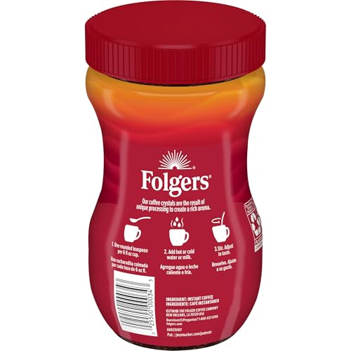 FOLGERS CLASSIC ROAST INSTANT COFFEE, 8-OUNCE JAR