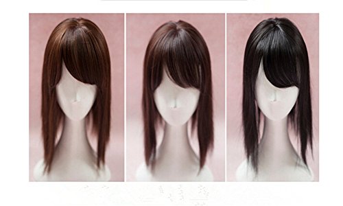 BESTLEE Synthetic Seamless Hair Replacement Clip in Mono Hair Topper with Bangs for Hair Loss (Thin, Dark Brown)