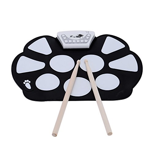 Coondmart Portable Electronic Roll up Drum Pad Kit Silicon Foldable with Stick Children's gifts, Beginner