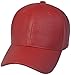 PU Leather Plain Adjustable Baseball Hats Snapback Closure, RED