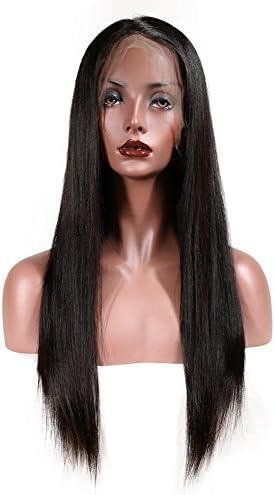 KeLang Brazilian Virgin Human Hair Full Lace Wigs for Black Women Long Straight Pre Plucked Glueless Human Hair Wigs With Baby Hair And Bleached knots 130% Density Natural Black color (Full Lace 24")