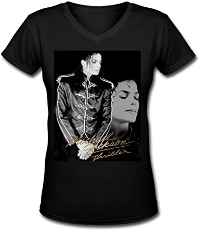 ZCNS fashion girl's Michael Jackson poster women's t shirt Black S