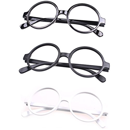 Set of 3 FancyG® Retro Geek Nerd Style Round Shape Glass Frame NO LENSES SET25