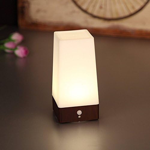 K&amp;T Motion Sensor LED Night Light for Bedroom / Bathroom, Battery Powered Decor Table Lamp (Square)