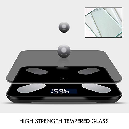 Apelila Smart BMI Scale Bluetooth Body Fat Scale,Wireless Weight Scale, Body Composition Analyzer with Smartphone App,Black - Thumbnail 4