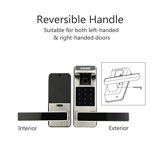 HARFO HL90S Fingerprint Touchscreen Keyless Door Lock with OLED Display, 2019 Upgrade (Satin Silver) - Thumbnail 3
