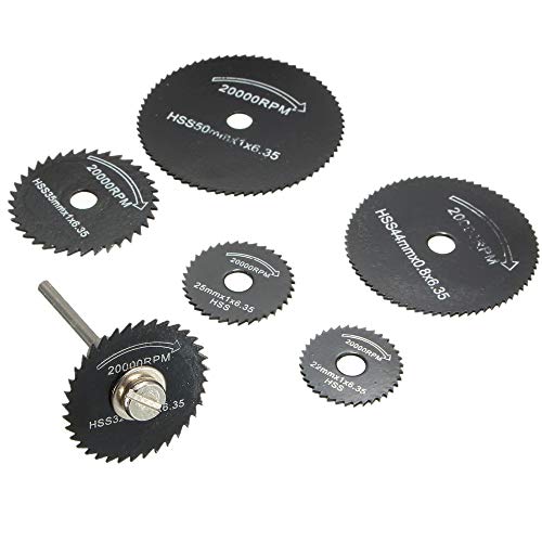 6pcs 1/8" HSS High Speed Steel Circular Saw Blades For Dremel Fordom Drills Rotary Tool W/Shank by Lukcase ...