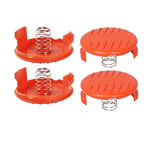 Homics 4 Pack Trimmer Replacement Spool Cap Covers, Weed Eater Parts Compatible with Black+Decker Trimmer RC-100-P (4 Spool Caps+4 Springs)