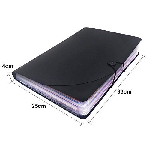 Expanding File Folder 24 Pockets, OUSL A4 Letter Size Expandable File Organizer with Cover, Monthly Accordion Document Organize (with Lid)