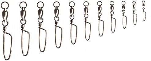 NineFn Fishing Ball Bearing Swivel with Coastlock Snap Strong Welded Ring Fishing Swivels Assortment for Saltwater 16Lb to 188Lb(100% Copper+Stainless Steel) (3#_72.75Lb_1.65"(20pcs))