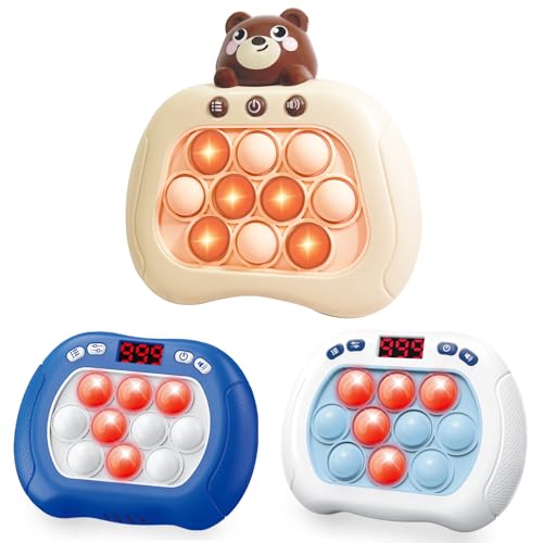 Intoypad 3 Packs of Quick Push Pop Game for Kids, 1 Classic & 2 LED Screen Handheld Bubble Game Light Up Sensory Fidget Game Toy Electric Pop Game Controller Christmas Birthday Gifts Toy for Kids 3-12