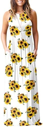 VIVOSKY Women's Maxi Dress Floral Print Causal Long Dress with Pocket