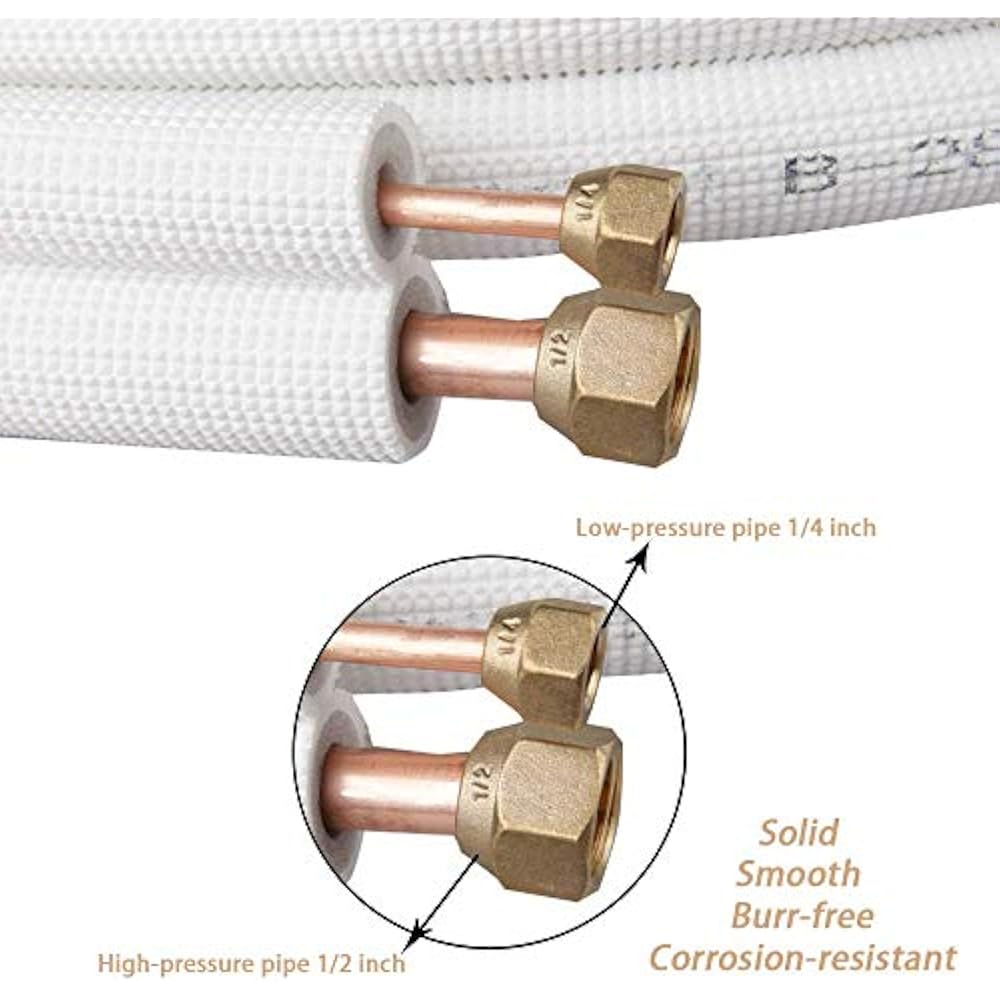 Copper Pipes 1/4&3/8 Inch for Mini Split Air Conditioner Insulated Coil