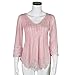 Sunfei Autumn Women Lace Crochet Long Sleeve Shirt Casual Blouse Tops (L, Pink)