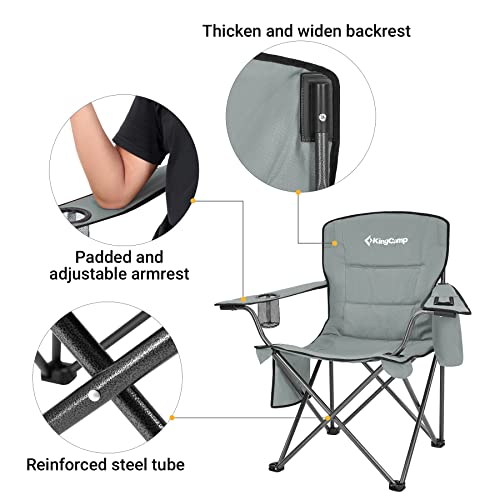 KingCamp Folding Portable Camping Chair Oversized Padded Quad Arm Chair