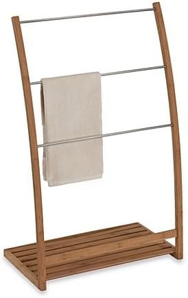 EcoStyles Bamboo Free Standing Towel Stand, 21.5" L x 12.25" W x 35" H